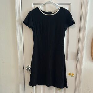 LOFT Black and White Flutter Sleeve Sheath Mini Dress